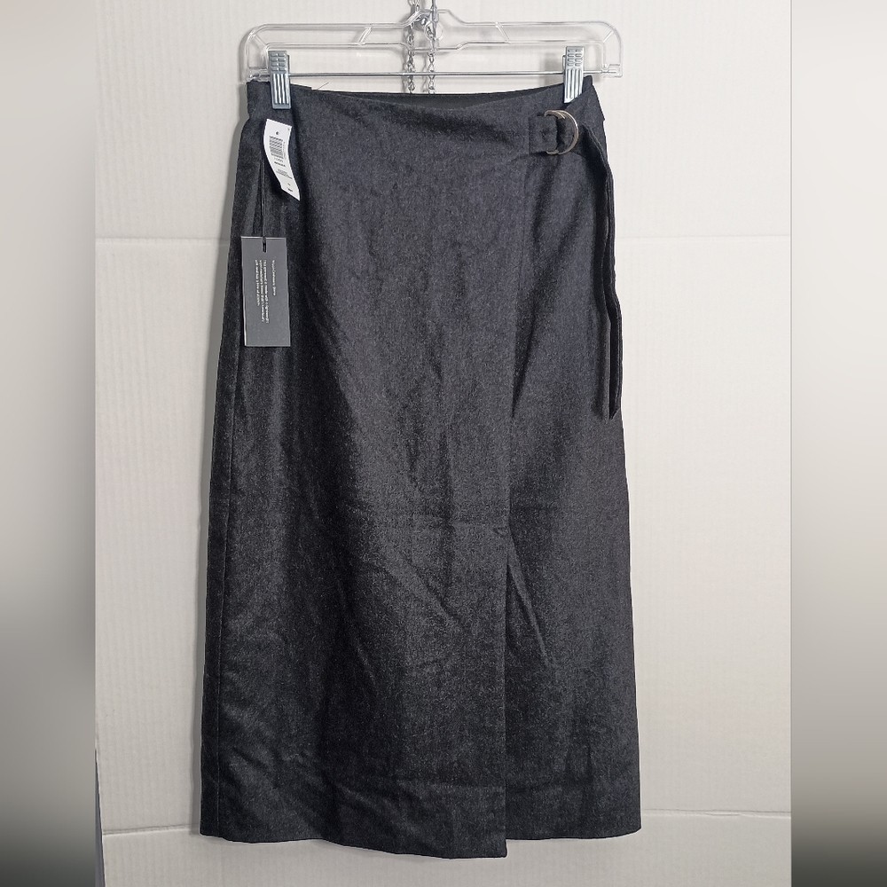 Wool-cashmere midi wrap skirt